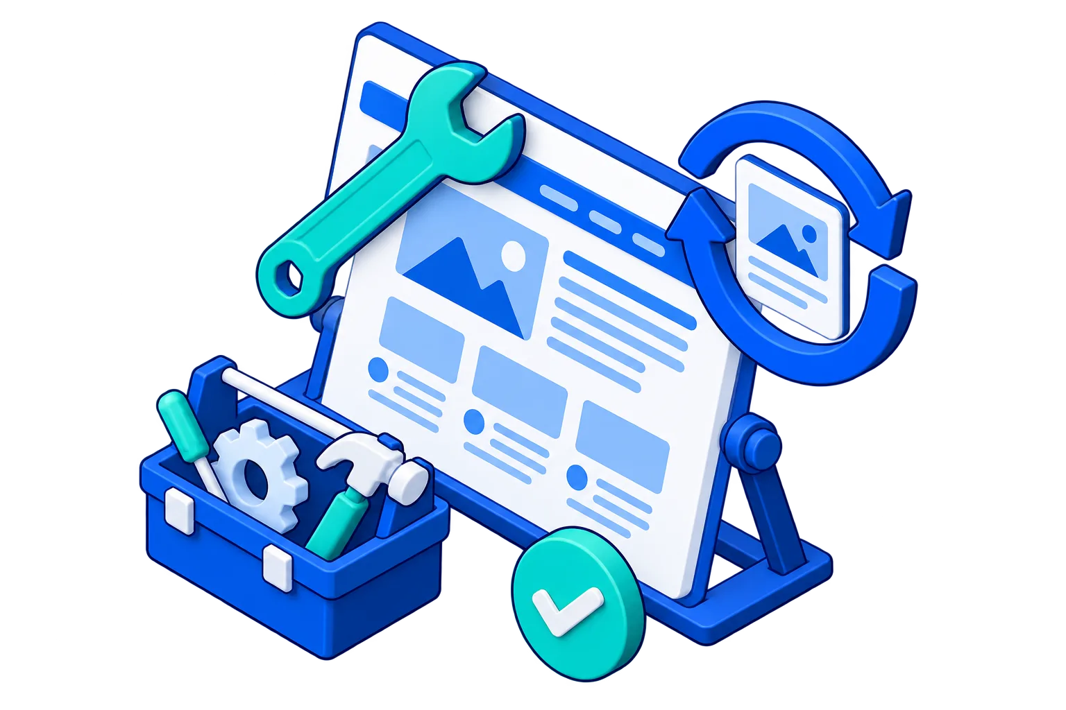 WordPress site being installed and repaired by a support technician