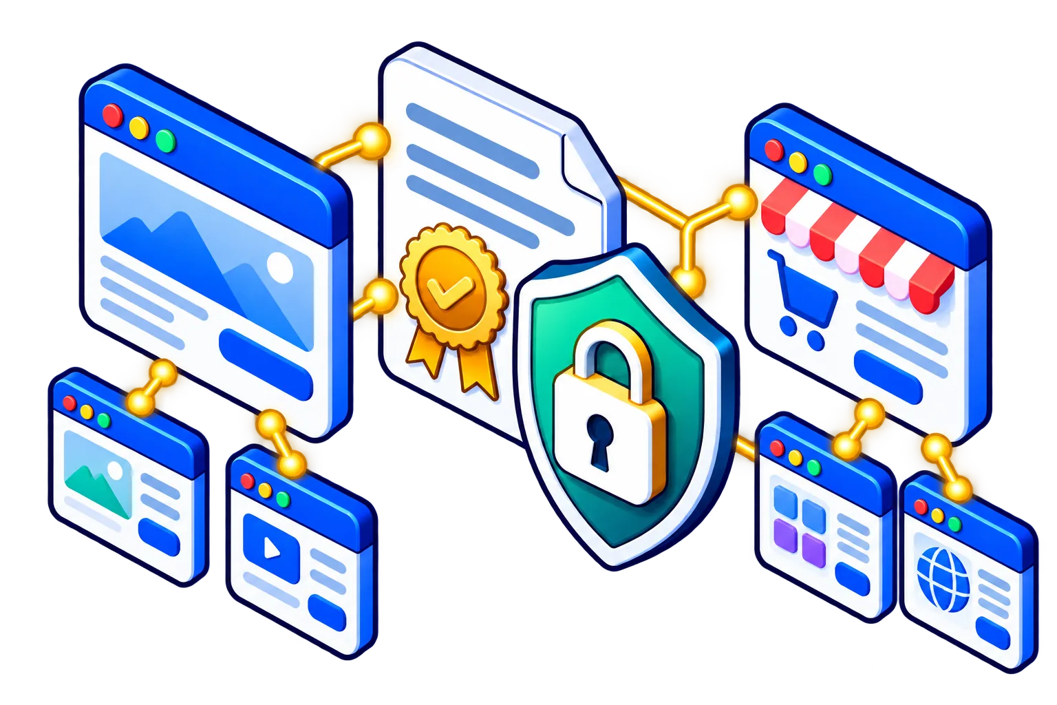 Multi-domain wildcard SSL certificate protecting websites and their subdomains