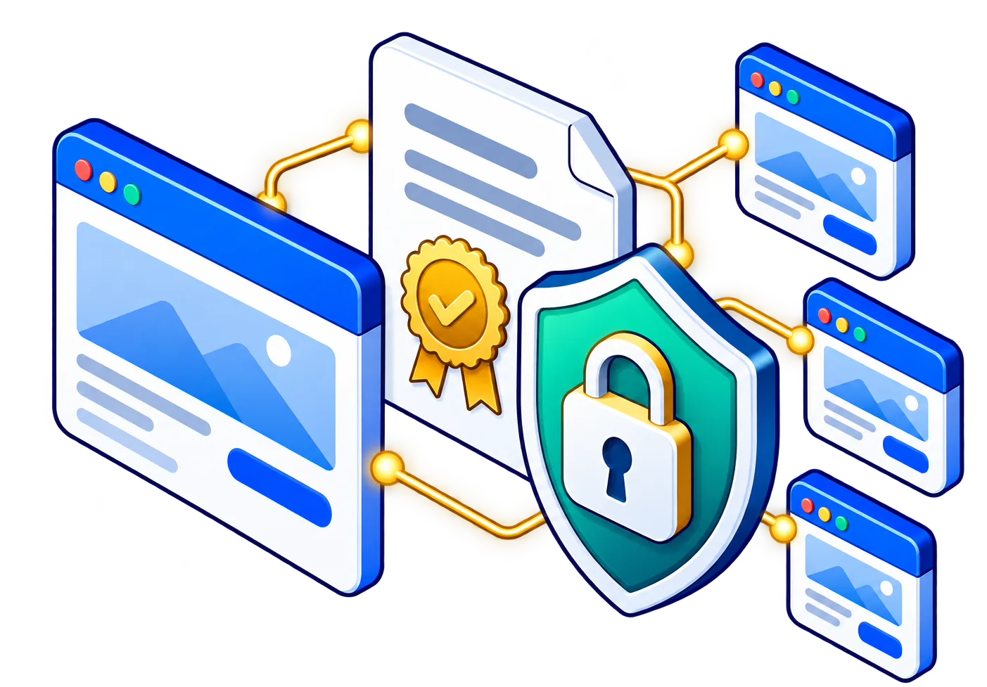 Wildcard SSL certificate protecting a main website and multiple subdomains